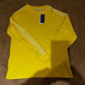 Yellow adidas long sleeve cotton shirt